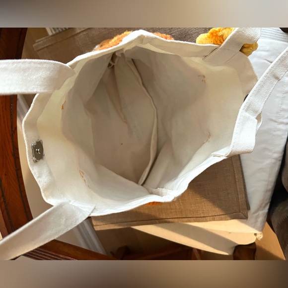 Chic Floral Crochet Tote Bag - Orange and Cream - Picture 8 of 10